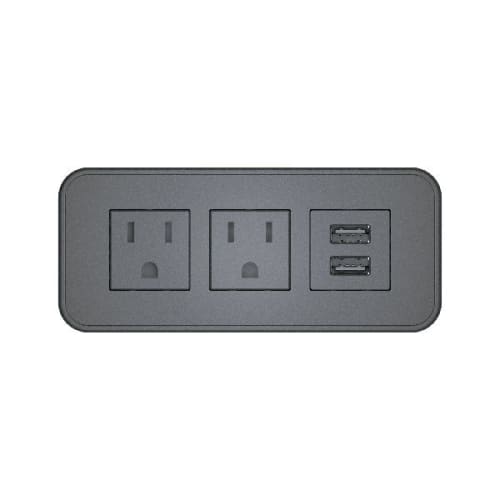 Raffel Rectangle Power Station, 2 AC Outlet and 2 USB-A Charging Ports, Black